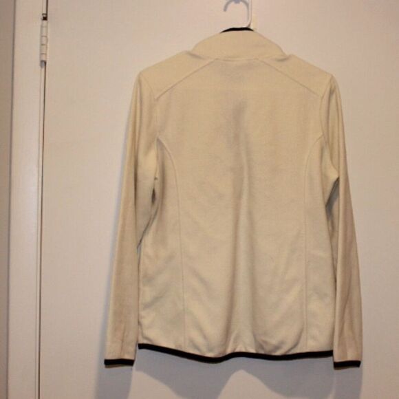 L.L.Bean Cream Half Zip Fleece Sweatshirt Women Size Medium - Picture 2 of 6